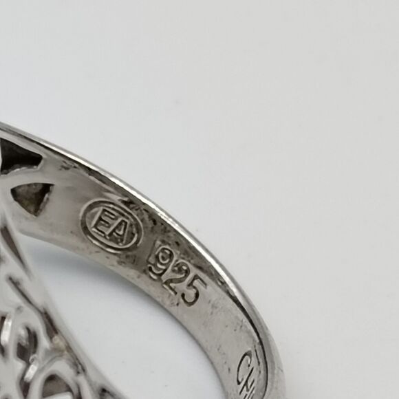 Elizabeth Adams Sterling Silver 925 Turquoise Diamond Accents Ornate Ring Sz 8 - Picture 10 of 15